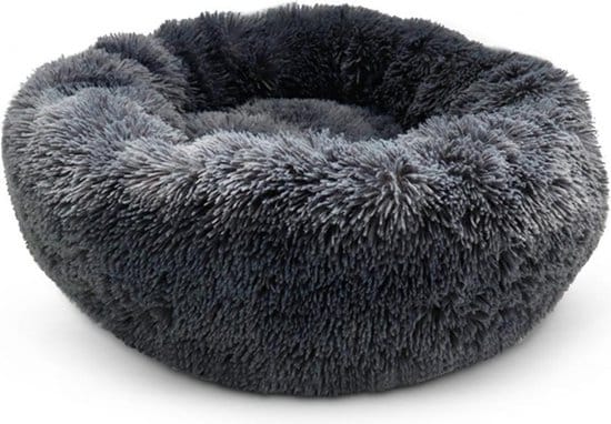 fluffy hondenmand grijs